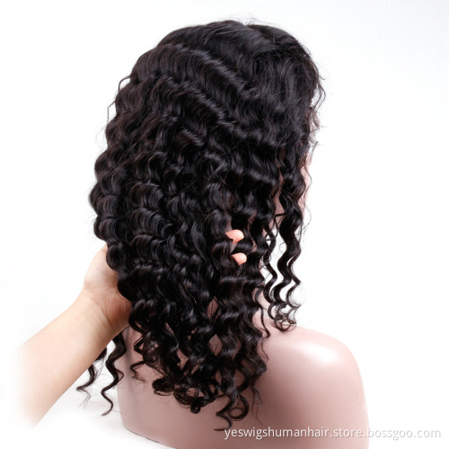 Top Sales Deep Loose Malaysian Human Hair Wig Swiss Lace Front Wholesale Malaysian Loose Deep Curly Hair Lace Closure Front Wig